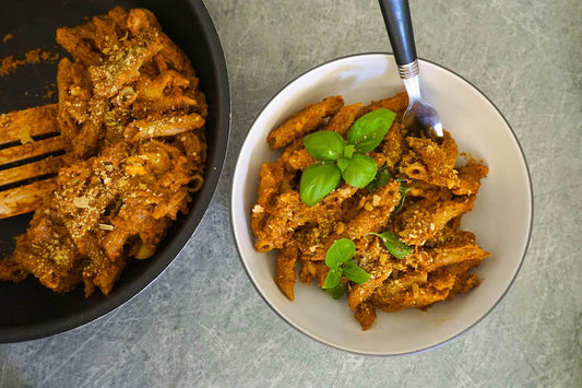 Creamy Roasted Red Pepper Pasta (GF, Vegan) - Nourished Natural Health