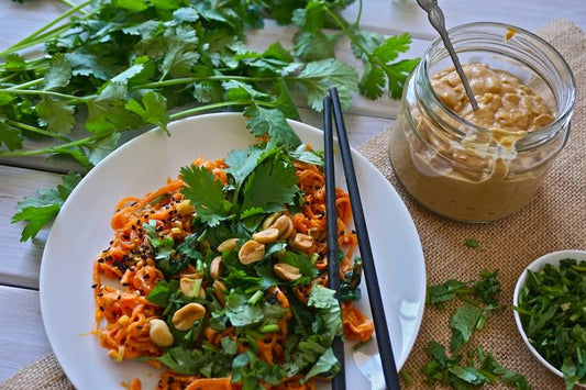 Sweet Potato Noodles with Lemongrass Satay Sauce - Nourished Natural Health